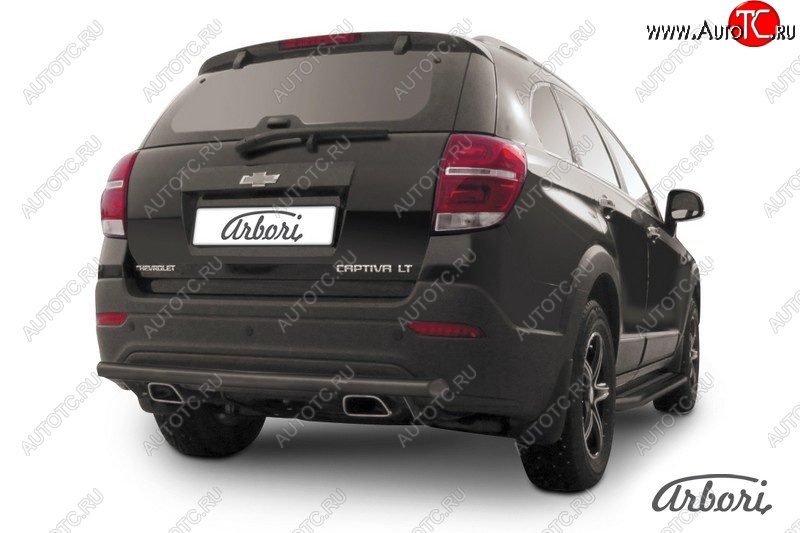 2 499 р. Защита заднего бампера Arbori (черная, 1 труба d57 mm). Chevrolet Captiva 2-ой рестайлинг (2013-2016)  с доставкой в г. Москва