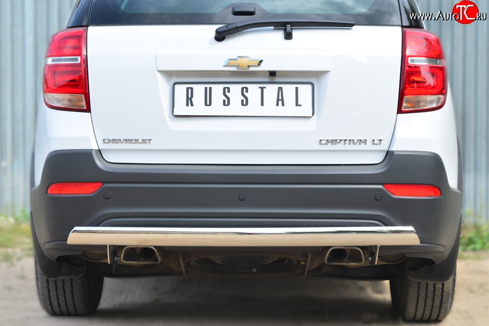 14 999 р. Защита заднего бампера (Ø75x42 мм, нержавейка) Russtal Chevrolet Captiva 2-ой рестайлинг (2013-2016)  с доставкой в г. Москва