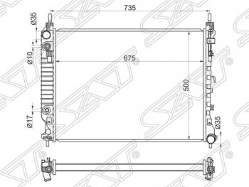 Радиатор двигателя SAT (пластинчатый, 2.2D, МКПП/АКПП) Chevrolet (Шевролет) Captiva (Каптива) (2011-2013), Opel (Опель) Antara (Антара) (2010-2015)