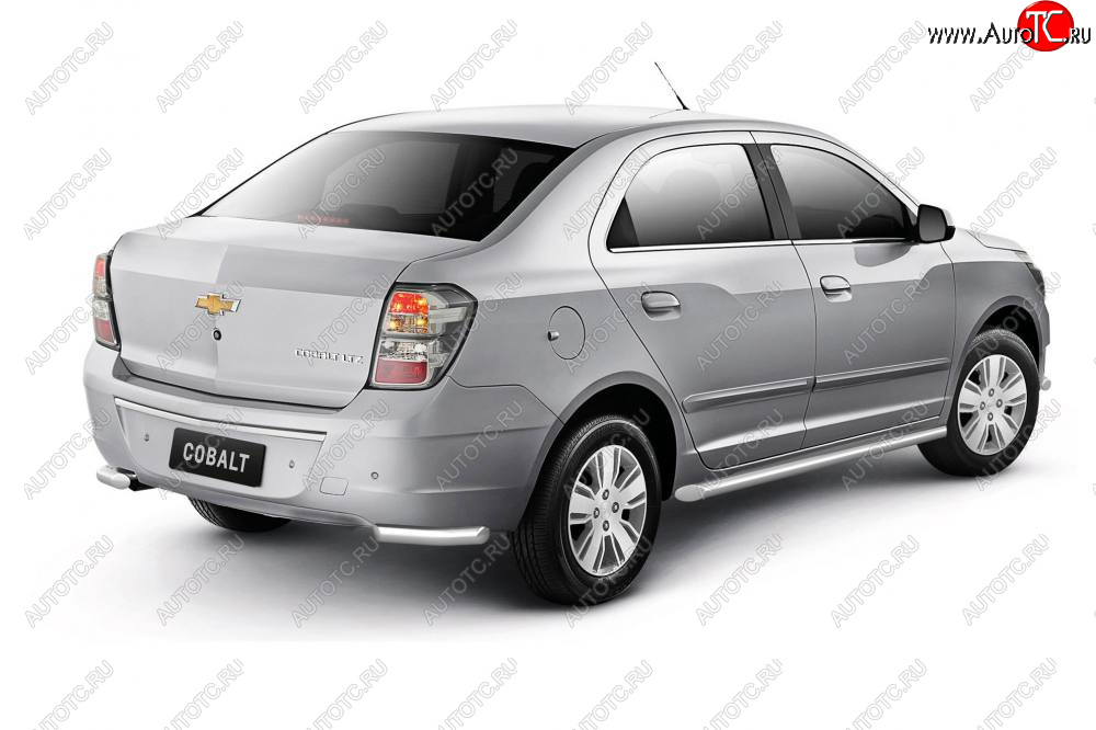 9 549 р. Защита заднего бампера Petroil Tuning (уголки Ø51)  Chevrolet Cobalt (2019-2023) седан 2-ой рестайлинг (Нержавейка)  с доставкой в г. Москва