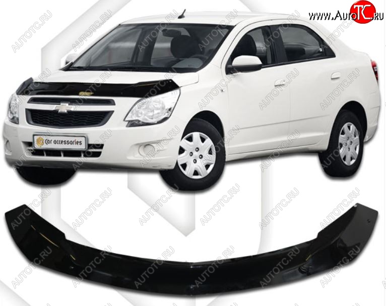 2 289 р. Дефлектор капота CA-Plastic Chevrolet Cobalt седан дорестайлинг (2011-2016) (Classic черный, Без надписи)  с доставкой в г. Москва