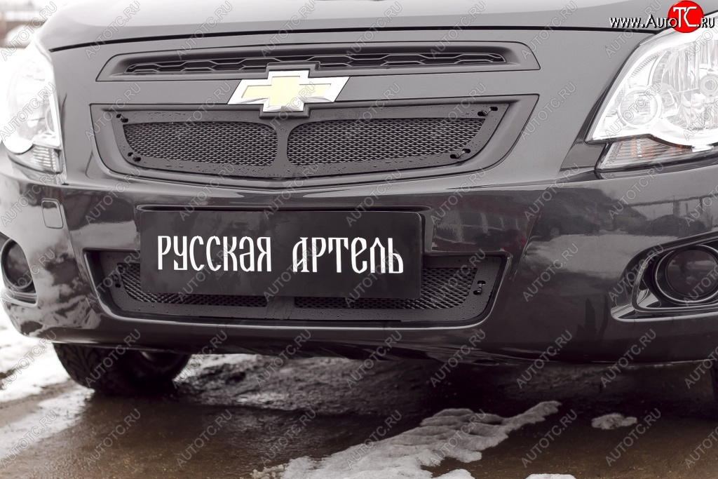 3 499 р. Защитная сетка радиатора и решетки переднего бампера РА  Chevrolet Cobalt (2011-2016) седан дорестайлинг  с доставкой в г. Москва