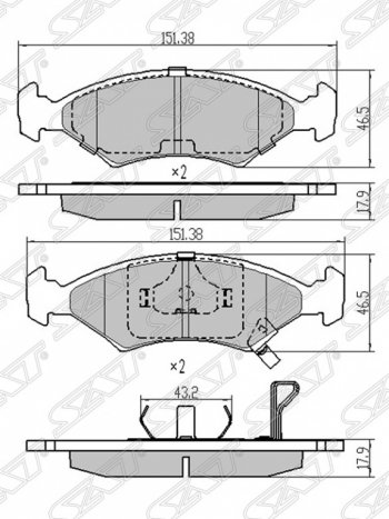 Колодки тормозные SAT (передние, без ABS) Ravon R4 (2016-2020)