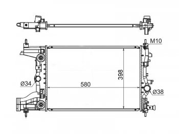 Радиатор двигателя SAT (1.6/1.8, трубчатый, АКПП) Chevrolet Cruze J300 седан дорестайлинг (2009-2012)