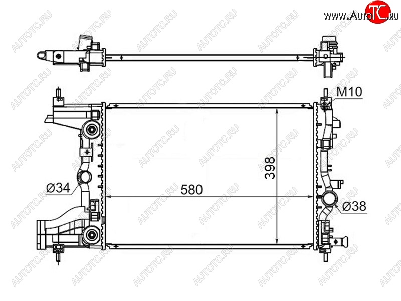 5 299 р. Радиатор двигателя SAT (1.6/1.8, трубчатый, АКПП) Chevrolet Cruze J300 седан дорестайлинг (2009-2012)  с доставкой в г. Москва
