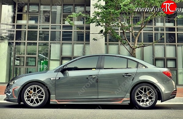 4 199 р. Пороги накладки CT Chevrolet Cruze J305 хэтчбек дорестайлинг (2009-2012) (Неокрашенные)  с доставкой в г. Москва