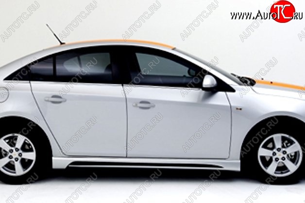 4 199 р. Пороги накладки Extrime Chevrolet Cruze J300 седан рестайлинг (2012-2015) (Неокрашенные)  с доставкой в г. Москва