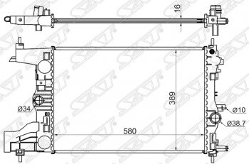 Радиатор двигателя SAT (пластинчатый, 1,4/1,6/1,8, МКПП) Opel Astra J универсал дорестайлинг (2009-2012)
