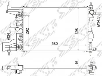 5 349 р. Радиатор двигателя SAT (трубчатый, МКПП/АКПП)  Chevrolet Cruze ( J300,  J305,  J308) - Lacetti ( седан,  универсал,  хэтчбек)  с доставкой в г. Москва. Увеличить фотографию 1