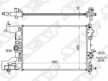 4 699 р. Радиатор двигателя SAT (трубчатый, 1.4/1.6/1.8, МКПП) Chevrolet Cruze J300 седан дорестайлинг (2009-2012)  с доставкой в г. Москва. Увеличить фотографию 1