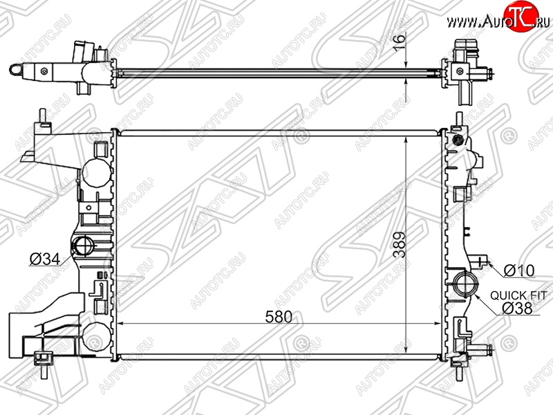 4 699 р. Радиатор двигателя SAT (трубчатый, 1.4/1.6/1.8, МКПП) Chevrolet Cruze J300 седан дорестайлинг (2009-2012)  с доставкой в г. Москва