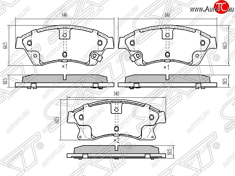 1 499 р. Колодки тормозные передние SAT (диски 276мм) Chevrolet Cruze J300 седан дорестайлинг (2009-2012)  с доставкой в г. Москва