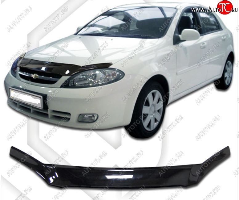 1 999 р. Дефлектор капота CA-Plastic Chevrolet Lacetti хэтчбек (2002-2013) (Classic черный, Без надписи)  с доставкой в г. Москва