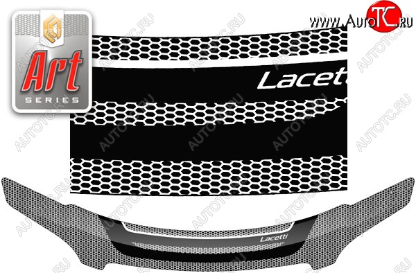 2 299 р. Дефлектор капота CA-Plastiс  Chevrolet Lacetti  универсал (2002-2013) (Серия Art серебро)  с доставкой в г. Москва