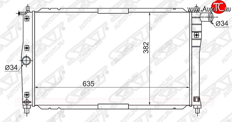 3 599 р. Радиатор двигателя SAT (трубчатый, 1.3/1.5/1.6, МКПП, кондиционер) Daewoo Lanos T100 дорестайлинг, седан (1997-2002)  с доставкой в г. Москва