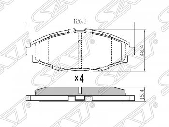 959 р. Колодки тормозные SAT (для диска 236 mm)  Chevrolet Lanos  T100 (2002-2017), Daewoo Nexia  рестайлинг (2008-2015), ЗАЗ Chance ( седан,  хэтчбэк) (2009-2017)  с доставкой в г. Москва. Увеличить фотографию 1