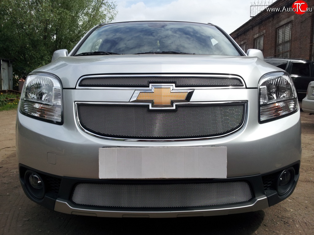 1 539 р. Сетка в решетку радиатора (нижняя) Russtal Chevrolet Orlando (2011-2018) (хром)  с доставкой в г. Москва