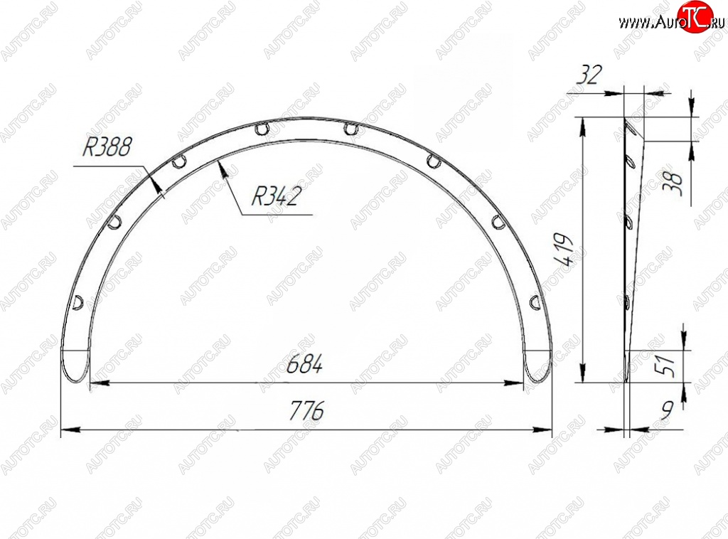 2 769 р. Универсальные накладки на колёсные арки RA (30 мм) Toyota Corolla Rumion E150 (2007-2015) (Шагрень: 4 шт. (2 мм))  с доставкой в г. Москва