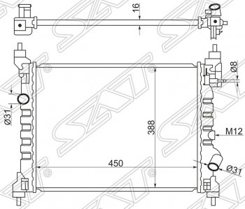 Радиатор двигателя SAT (пластинчатый) Chevrolet (Шевролет) Spark (Спарк)  M300 (2010-2015), Ravon (Рэйвон) R2 (Р3) (2016-2024)