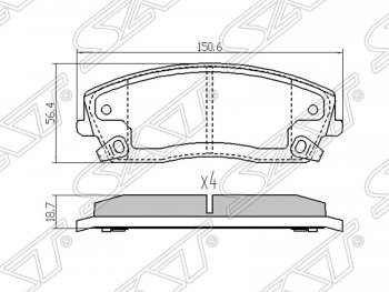 1 259 р. Колодки тормозные SAT (передние)  Chrysler 300C  LX (2004-2011), Dodge Charger (2006-2014)  с доставкой в г. Москва. Увеличить фотографию 1