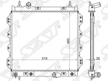 Радиатор двигателя SAT (пластинчатый, 1.6/2.0/2.4/2.4T, МКПП/АКПП) Chrysler (Крайслер) PT Cruiser (ПТ) (2000-2010)  дорестайлинг,  рестайлинг