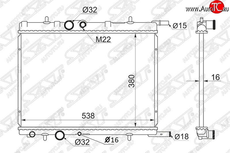 3 399 р. Радиатор двигателя SAT (трубчатый, 1.1/1.4/1.4D/1.6/1.9D/2.0/2.0D, МКПП)  CITROEN Berlingo (M59,  B9), C4, Xsara (N0,  N1), Xsara picasso, Peugeot 206 (хэтчбэк 3 дв.,  хэтчбэк 5 дв.,  универсал,  седан), 307 (универсал,  хэтчбэк 3 дв.,  хэтчбэк 5 дв.), Partner (M49/M59)  с доставкой в г. Москва