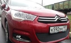 1 469 р. Сетка на бампер (хетчбек) Russtal (черная) CITROEN C4 B7 хэтчбэк 5 дв. (2011-2018)  с доставкой в г. Москва. Увеличить фотографию 2