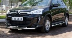 20 999 р. Защита переднего бампера (2 трубыØ63 и 42 мм, нержавейка) SLITKOFF CITROEN C4 aircross (2012-2017)  с доставкой в г. Москва. Увеличить фотографию 2