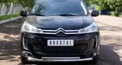 Защита переднего бампера (2 трубыØ63 и 42 мм, нержавейка) SLITKOFF CITROEN C4 aircross (2012-2017)