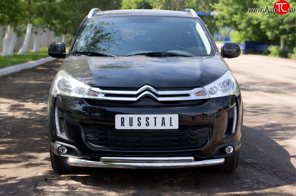 20 999 р. Защита переднего бампера (2 трубыØ63 и 42 мм, нержавейка) SLITKOFF CITROEN C4 aircross (2012-2017)  с доставкой в г. Москва