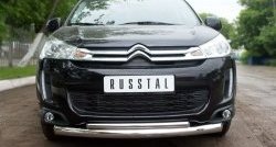 21 649 р. Защита переднего бампера (2 трубыØ76 и 42 мм, нержавейка) SLITKOFF CITROEN C4 aircross (2012-2017)  с доставкой в г. Москва. Увеличить фотографию 3