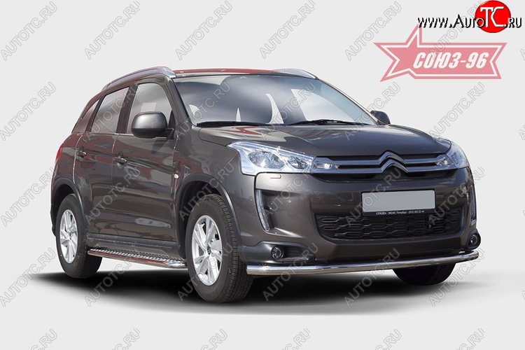 17 639 р. Защита переднего бампера одинарная Souz-96 Premium (d60) CITROEN C4 aircross (2012-2017)  с доставкой в г. Москва