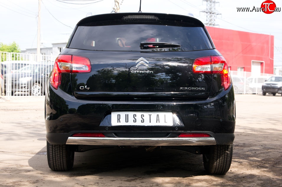 18 549 р. Защита заднего бампера (Ø75x42 мм, нержавейка) Russtal CITROEN C4 aircross (2012-2017)  с доставкой в г. Москва