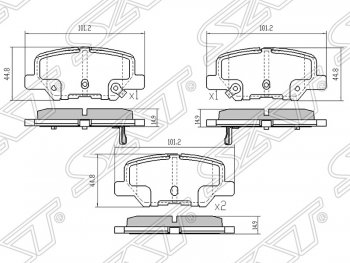 919 р. Колодки тормозные задние SAT  CITROEN C4 aircross (2012-2017), Mazda 6  GJ (2012-2018), Mitsubishi ASX (2010-2016), Mitsubishi L200 ( 4,  5 KK,KL) (2006-2022), Mitsubishi Outlander  GF (2012-2022)  с доставкой в г. Москва. Увеличить фотографию 1