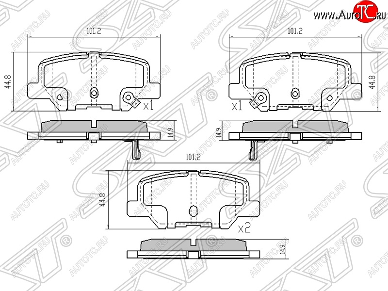 919 р. Колодки тормозные задние SAT  CITROEN C4 aircross (2012-2017), Mazda 6  GJ (2012-2018), Mitsubishi ASX (2010-2016), Mitsubishi L200 ( 4,  5 KK,KL) (2006-2022), Mitsubishi Outlander  GF (2012-2022)  с доставкой в г. Москва