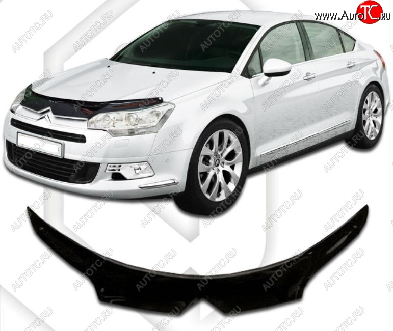 2 199 р. Дефлектор капота CA-Plastic exclusive  CITROEN C5 ( RD,  RW) (2008-2017) дорестайлинг, седан, доресталийнг, универсал (Classic черный, Без надписи)  с доставкой в г. Москва