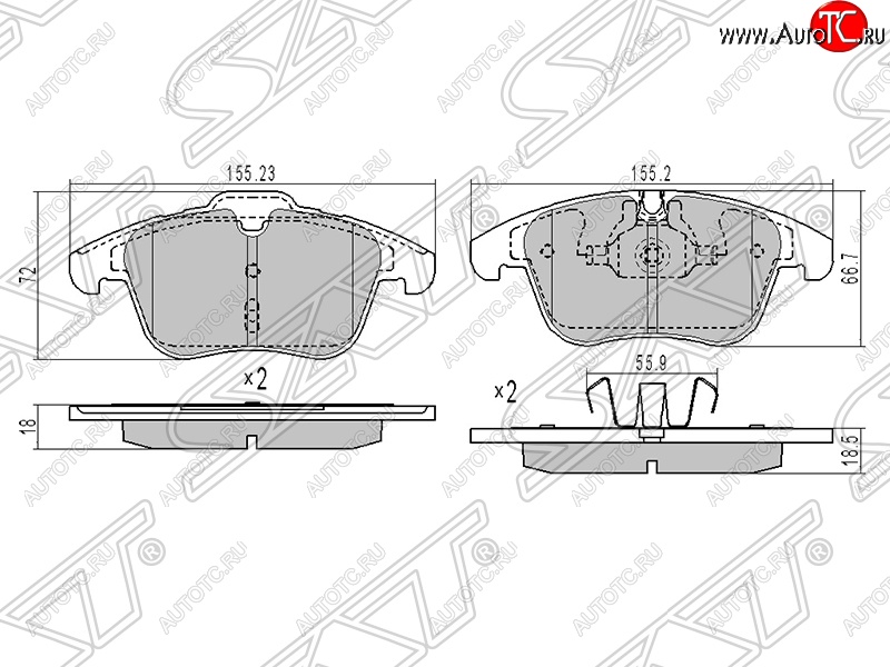 1 349 р. Комплект тормозных колодок SAT (передние)  CITROEN C5 ( RD,  RW) (2008-2017), Peugeot 508 ( седан,  универсал) (2010-2014)  с доставкой в г. Москва