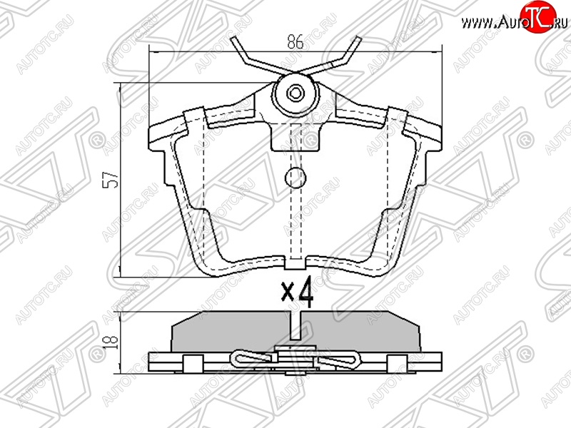 979 р. Колодки тормозные SAT (задние)  CITROEN C5 ( RD,  RW) (2008-2017), Peugeot 407 ( седан,  универсал) (2004-2011), Peugeot 607 (2000-2009)  с доставкой в г. Москва