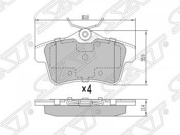 Колодки тормозные SAT (задние) Peugeot 3008 дорестайлинг (2009-2013)