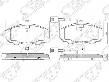 1 499 р. Колодки тормозные SAT (передние, 2.0-2.8HDI)  CITROEN Jumper ( 230,  244,  250) (1994-2014), Fiat Ducato ( 230,  244,  250) (1994-2014), Peugeot Boxer ( 230,  244,  250) (1994-2014)  с доставкой в г. Москва. Увеличить фотографию 1