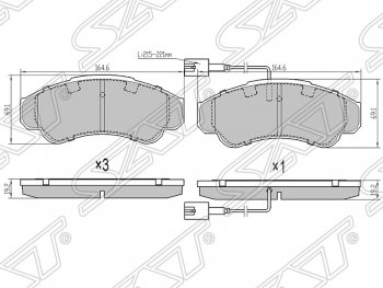 1 779 р. Колодки тормозные SAT (передние)  CITROEN Jumper ( 230,  244,  250) (1994-2014), Fiat Ducato ( 230,  244,  250) (1994-2014), Peugeot Boxer ( 230,  250,  290) (1994-2024)  с доставкой в г. Москва. Увеличить фотографию 1