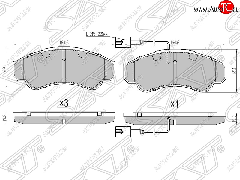 1 779 р. Колодки тормозные SAT (передние)  CITROEN Jumper ( 230,  244,  250) (1994-2014), Fiat Ducato ( 230,  244,  250) (1994-2014), Peugeot Boxer ( 230,  250,  290) (1994-2024)  с доставкой в г. Москва