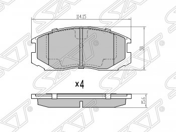 929 р. Колодки тормозные SAT (передние)  Daihatsu Terios (J100,  J102,J122), Mitsubishi Colt (CJ0 хэтчбэк 3 дв.), Galant (8), Lancer (8), Lancer Cedia (9), Libero, Toyota Cami (J100), Rush (J200)  с доставкой в г. Москва. Увеличить фотографию 1