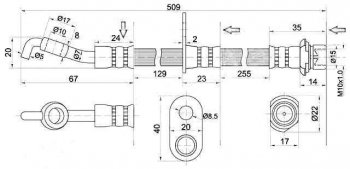 Тормозной шланг SAT (LH=RH) Toyota Cami J100 рестайлинг (2000-2006)