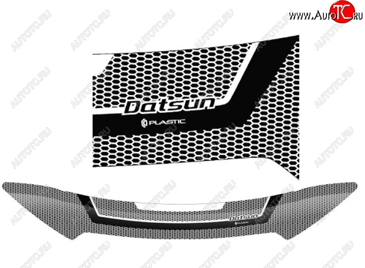 2 369 р. Дефлектор капота CA-Plastiс  Datsun on-DO (2014-2019) седан дорестайлинг (Серия Art серебро)  с доставкой в г. Москва