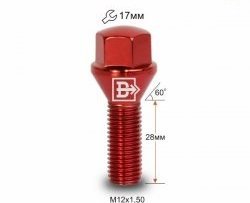 Болт длиной 28.0 мм для диска колеса под гаечный ключ (пос.место: конус)Болт длиной 28 мм для диска колеса Вектор M12x1.5 x 28.0 
