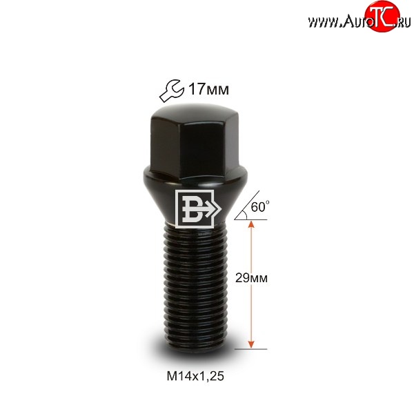 171 р. Колёсный болт длиной 29 мм Вектор M14 1.25 29 под гаечный ключ (пос.место: конус) BMW 1 серия F20 хэтчбэк 5 дв. дорестайлинг (2012-2015)