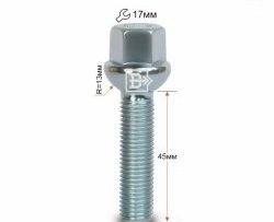 Колёсный болт длиной 45 мм Вектор M12 1.5 45 под гаечный ключ 