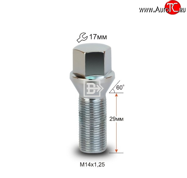 146 р. Колёсный болт длиной 29 мм Вектор M14 1.25 29 под гаечный ключ (пос.место: конус) BMW 5 серия F10 седан дорестайлинг (2009-2013)