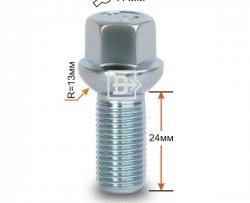 Колёсный болт длиной 24 мм Вектор (облегчённый) M14 1.5 24 под гаечный ключ Mercedes-Benz CL class C216 (2007-2010) 